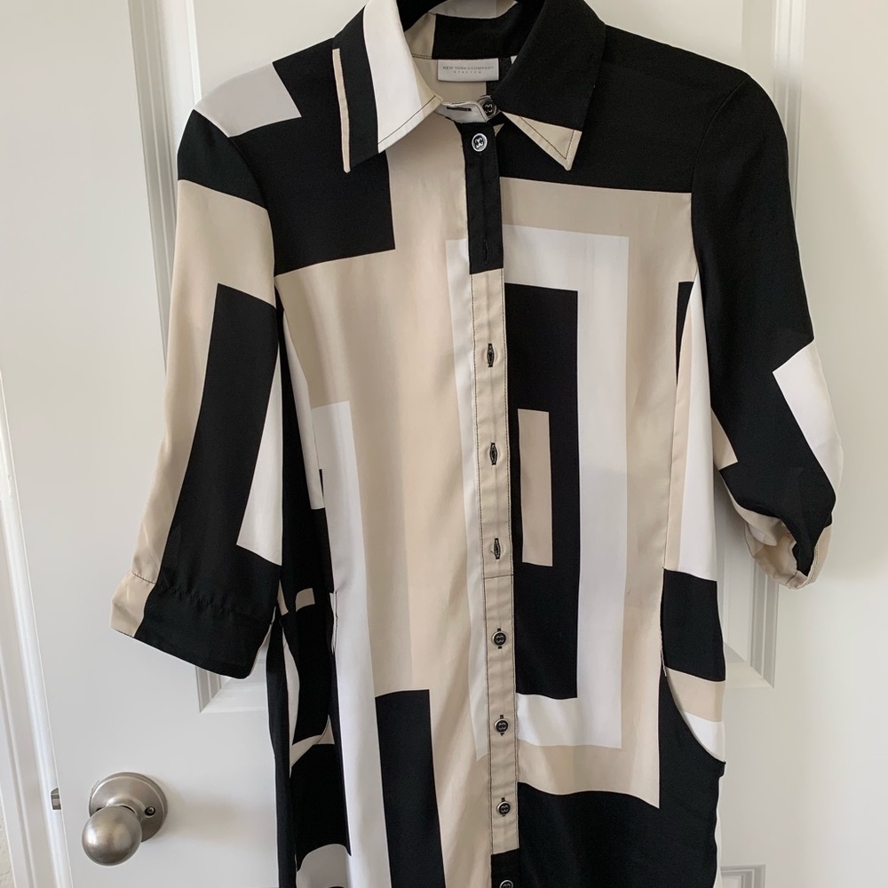NY&Co Black, Whute, Beige Long Sleeve Dress
